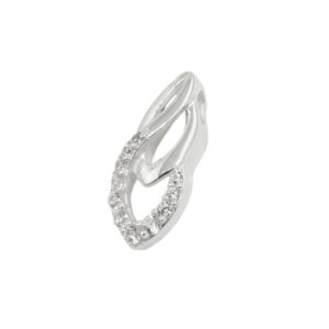 Anhänger, Tropfen – Silber, Zirkonia – 17x7mm