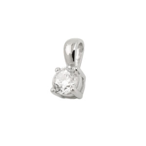 Anhänger, Rund – Silber, Zirkonia, Rhodiniert – 11x5mm