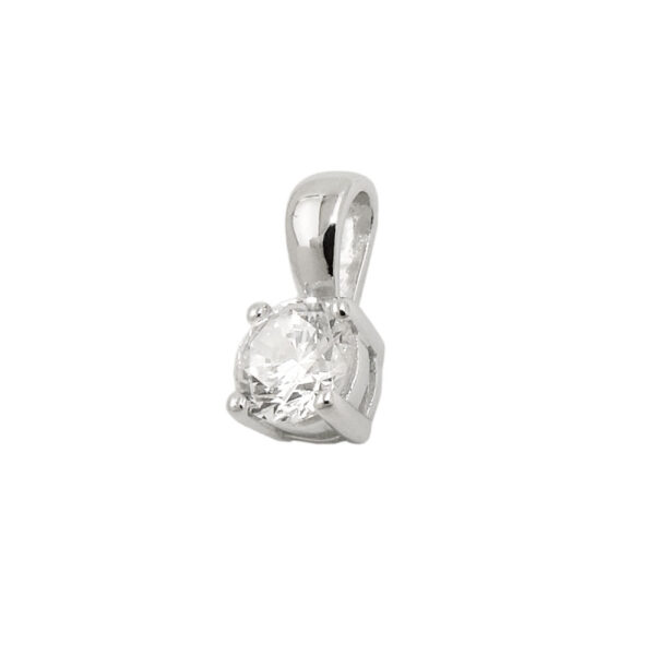 Anhänger, Rund – Silber, Zirkonia, Rhodiniert – 11x5mm