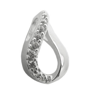 Anhänger, Tropfen – Silber, Zirkonia – 11x7mm