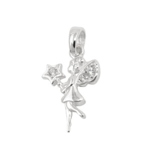 Anhänger, Elfe – Silber, Zirkonia – 16x10mm