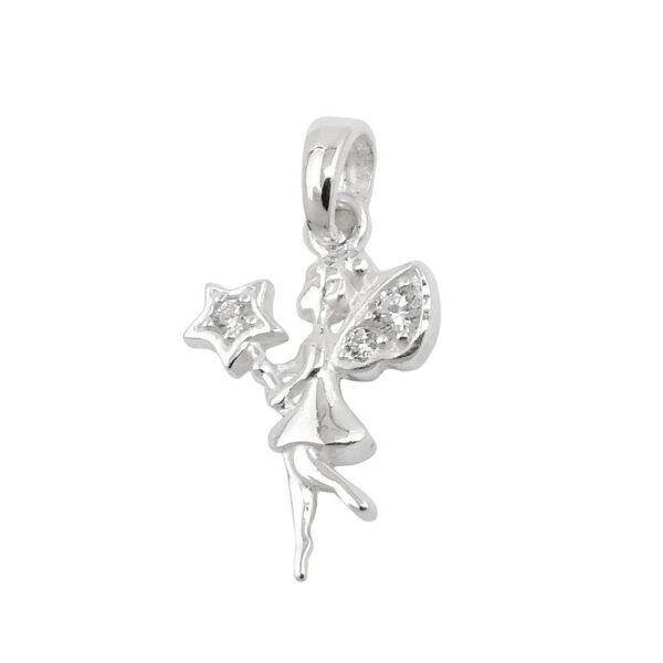 Anhänger, Elfe – Silber, Zirkonia – 16x10mm