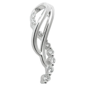 Anhänger, Geschwungen – Silber, Rhodiniert, Zirkonia – 25x7mm