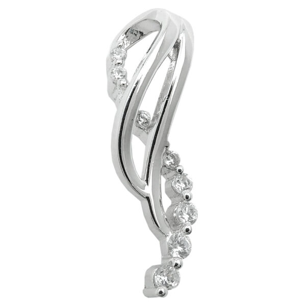 Anhänger, Geschwungen – Silber, Rhodiniert, Zirkonia – 25x7mm