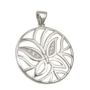 Anhänger, Schmetterling – Silber, Rhodiniert, Zirkonia – 23mm