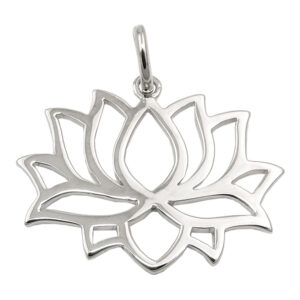 Anhänger, Blüte – Silber, rhodiniert, glänzend – 18x24mm