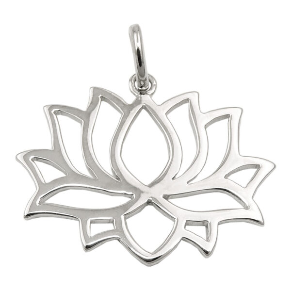 Anhänger, Blüte – Silber, rhodiniert, glänzend – 18x24mm