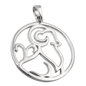 Anhänger, Sternzeichen Widder – Silber, rhodiniert – 21mm