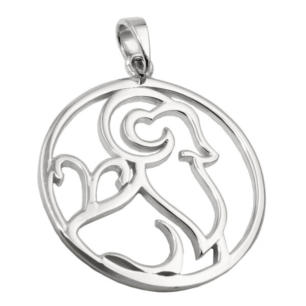 Anhänger, Sternzeichen Widder – Silber, rhodiniert – 21mm
