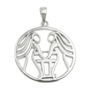 Anhänger, Sternzeichen Zwilling – Silber, rhodiniert – 21mm