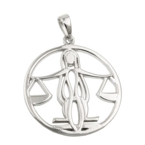 Anhänger, Sternzeichen Waage – Silber, rhodiniert – 21mm
