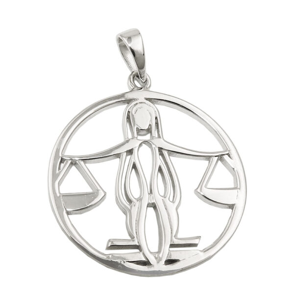 Anhänger, Sternzeichen Waage – Silber, rhodiniert – 21mm