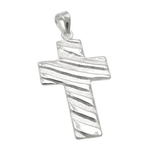 Anhänger, Kreuz – Silber, Matt-Glänzend – 24x16mm