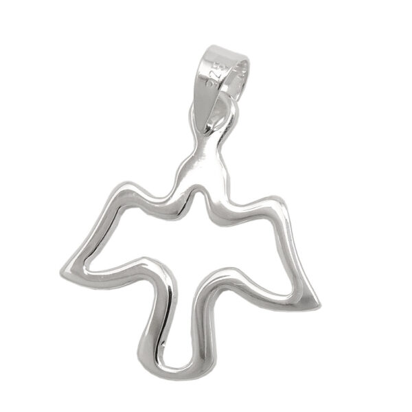 Anhänger, Taube – Silber, glänzend – 19x18mm