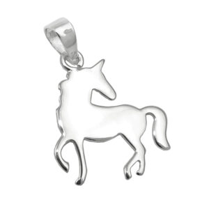 Anhänger, Einhorn – Silber, glänzend – 16x14mm