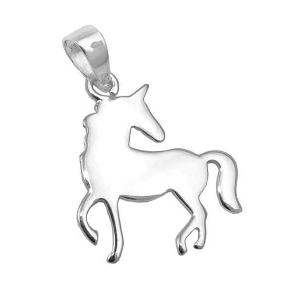 Anhänger, Einhorn – Silber, glänzend – 16x14mm