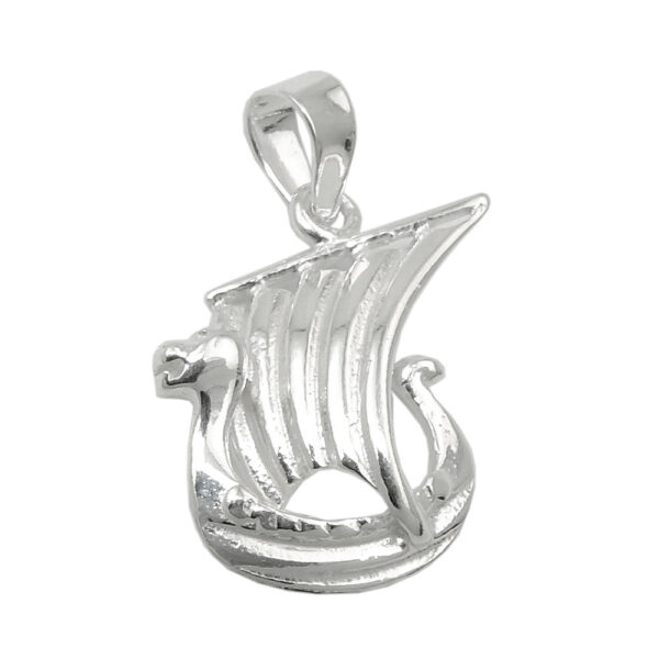 Anhänger, Wikingerschiff – Silber, Glänzend – 17x11mm