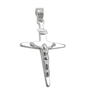 Anhänger, Kreuz mit Jesus – Silber, glänzend – 25x17mm