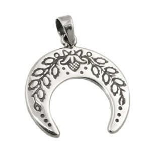 Anhänger, Mondsichel – Silber, geschwärzt – 17x18mm