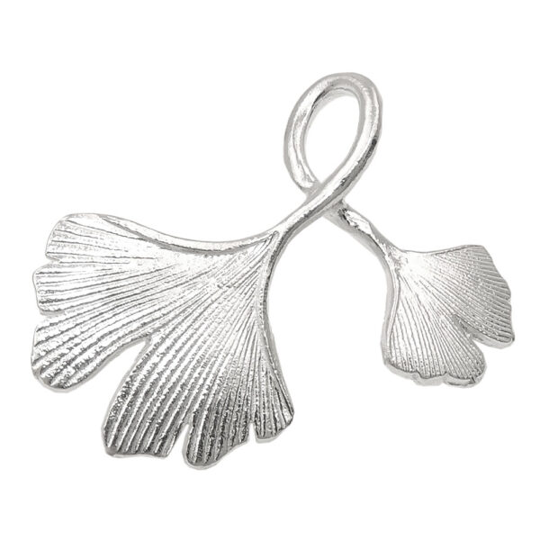 Anhänger, Ginkgo-Blatt – Silber, poliert – 18x27mm