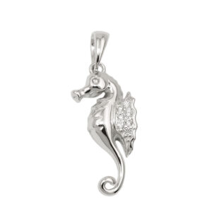 Anhänger, Seepferdchen – Silber, Zirkonia, rhodiniert – 22x10mm