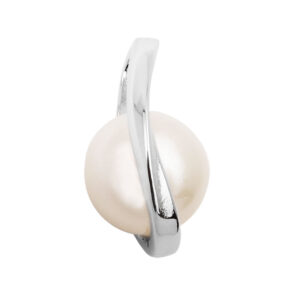 Anhänger, Perle – Silber, rhodiniert – 15x8mm