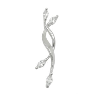 Anhänger, Oval – Silber, Rhodiniert, Zirkonia – 35x7mm