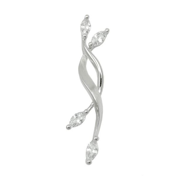 Anhänger, Oval – Silber, Rhodiniert, Zirkonia – 35x7mm