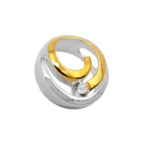 Anhänger, Kreis Spirale – Silber Bicolor, Zirkonia – 11,5mm
