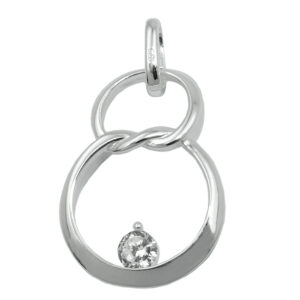 Anhänger, Doppelkreis – Silber, Zirkonia – 23x15mm