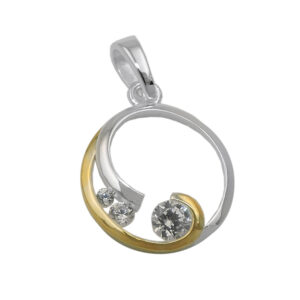 Anhänger, Kreis Spirale – Silber, Bicolor, Zirkonia – 12mm