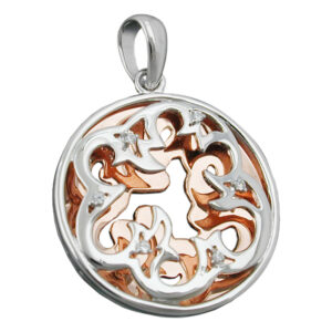 Anhänger, Ornament – Silber, Bicolor, Zirkonia – 22mm