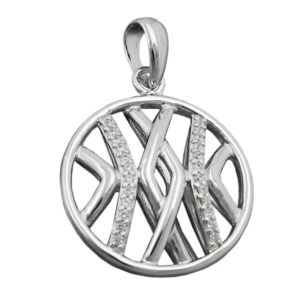 Anhänger, Rund – Silber, Rhodiniert, Zirkonia – 19mm