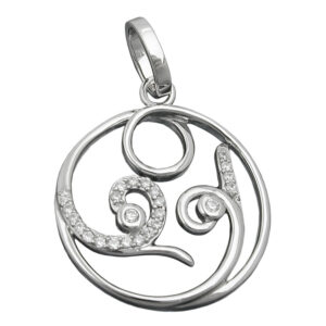 Anhänger, Rund – Silber, Rhodiniert, Zirkonia – 26mm
