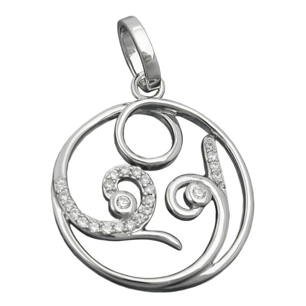 Anhänger, Rund – Silber, Rhodiniert, Zirkonia – 26mm