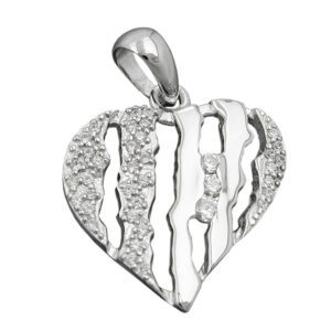Anhänger, Herz – Silber, rhodiniert, Zirkonia – 19x19mm