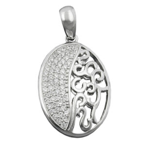 Anhänger, Oval – Silber, Rhodiniert, Zirkonia – 20x15mm