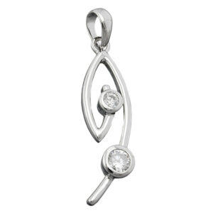 Anhänger, Oval – Silber, Rhodiniert, Zirkonia – 28x9mm