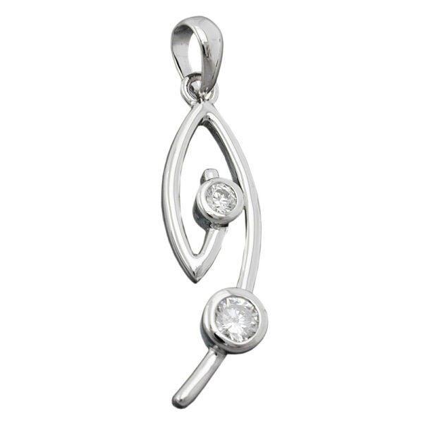Anhänger, Oval – Silber, Rhodiniert, Zirkonia – 28x9mm