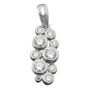 Anhänger, Traube – Silber, Zirkonia, rhodiniert – 18x8mm