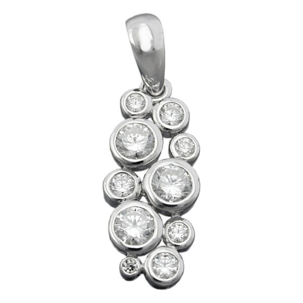 Anhänger, Traube – Silber, Zirkonia, rhodiniert – 18x8mm