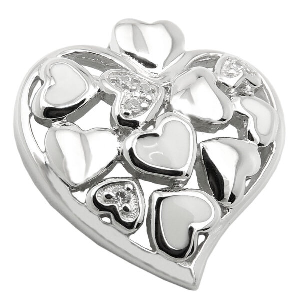 Anhänger, Herz – Silber, rhodiniert, Zirkonia – 19x18mm