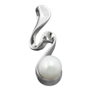 Anhänger, Perle – Silber, rhodiniert – 23x7mm