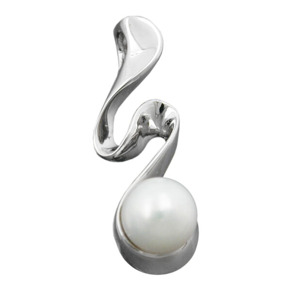 Anhänger, Perle – Silber, rhodiniert – 23x7mm