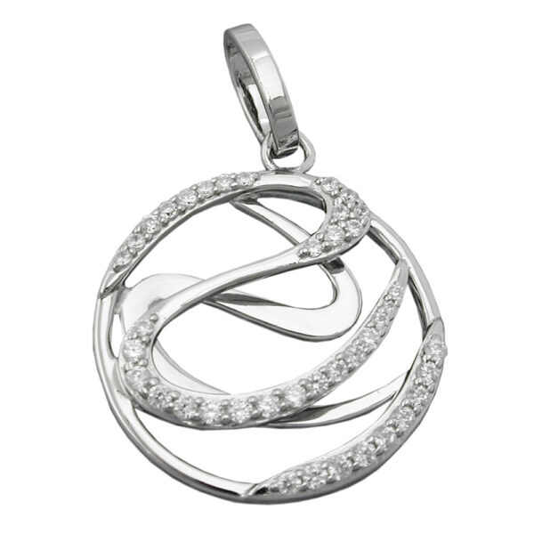 Anhänger, Rund – Silber, Rhodiniert, Zirkonia – 23mm