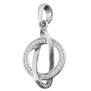 Anhänger, Ring – Silber, Rhodiniert, Zirkonia – 23x16mm