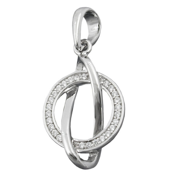 Anhänger, Ring – Silber, Rhodiniert, Zirkonia – 23x16mm