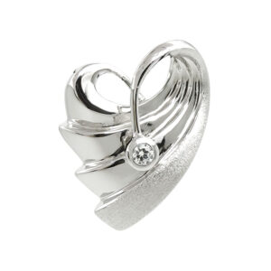 Anhänger, Herz – Silber, rhodiniert, Zirkonia – 20x15mm
