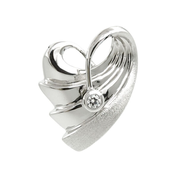 Anhänger, Herz – Silber, rhodiniert, Zirkonia – 20x15mm