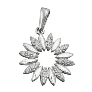 Anhänger, Blume – Silber, Zirkonia, rhodiniert – 14mm